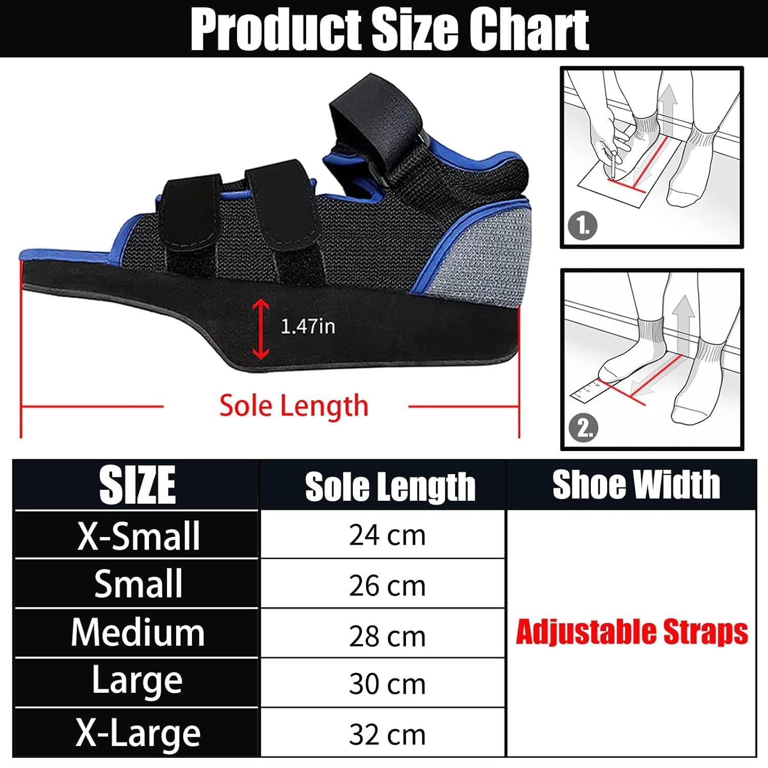 Chaussure postopératoire pour orteils cassés Orthopédique Taille XL