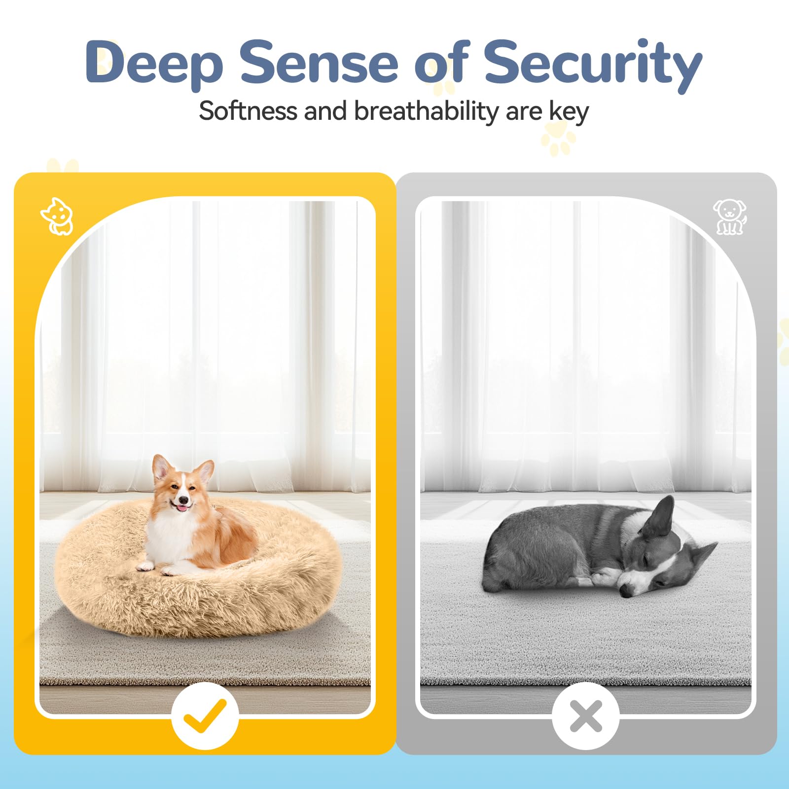 LUOJINYI - Cuccia morbida per cani di taglia grande, media e piccola, lavabile, con fondo antiscivolo, rotonda, 60 cm, colore: cammello