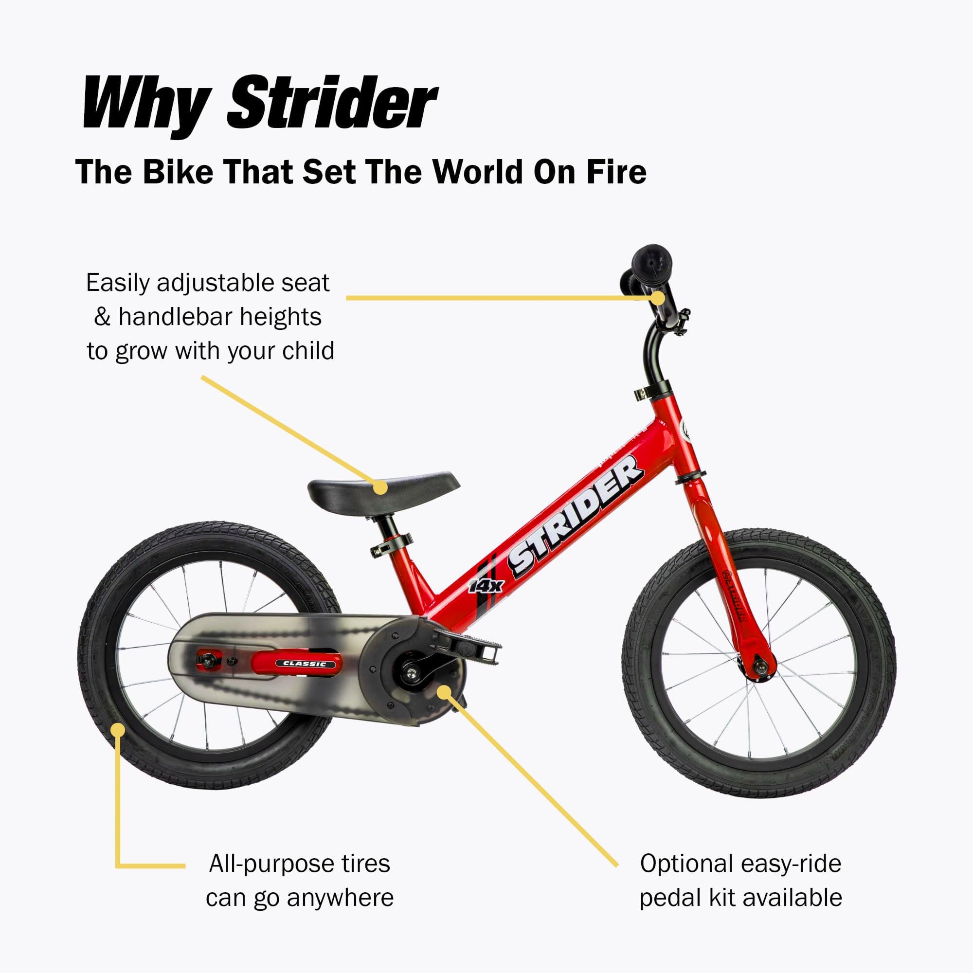 Strider 14x, Rocket Red - Bicicleta de equilíbrio para crianças de
