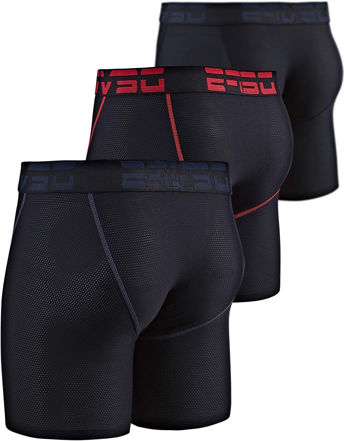 DEVOPS Men's Perfomance Cool Dry Mesh Underwear Boxer Trunk 6-inch Brief (3 Pack) - Image 4