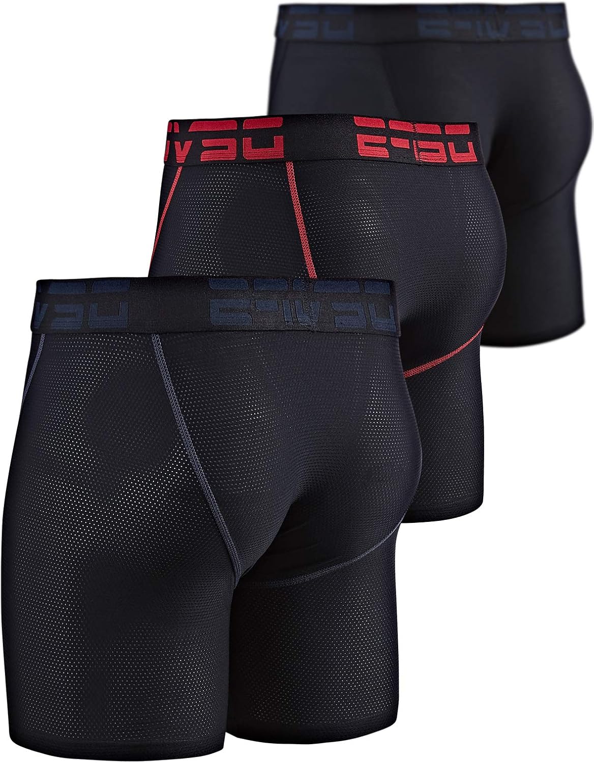 DEVOPS Men's Perfomance Cool Dry Mesh Underwear Boxer Trunk 6-inch Brief (3 Pack)