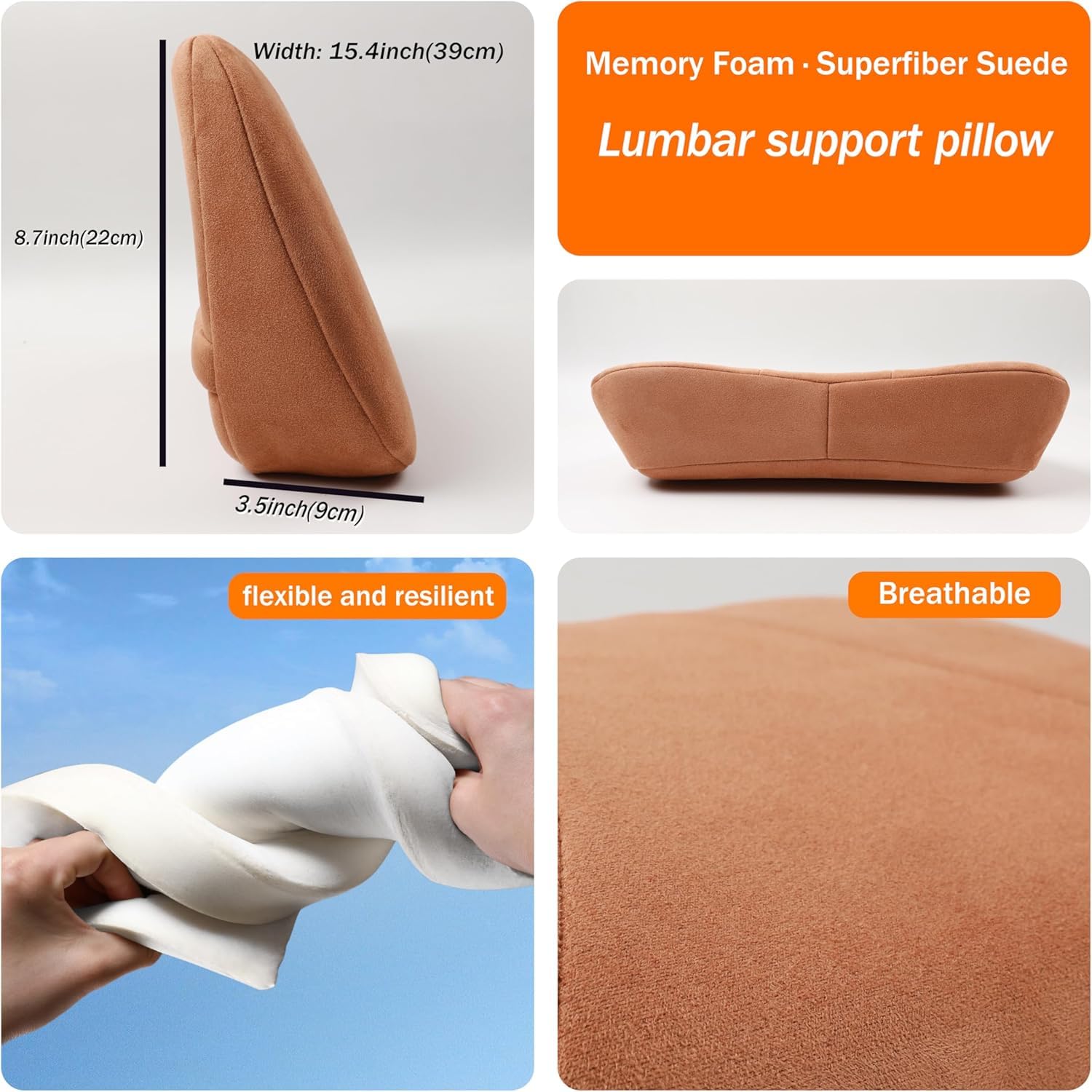 Supporto Lombare Auto per Audi A3 Sportback (8Y) 2020-2024, Cuscino Lombare Memory Foam Schienale Ergonomico Sedile Cuscino Ortopedico Guida Sollievo Schiena