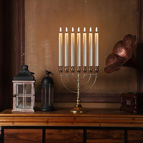 Miniatura 5 de Portavelas de oro con 7 ramas de menorás, portavelas Kwanzaa, portavelas para Hanukkah, Kwanzaa, Shabat, Templo de Jerusalén