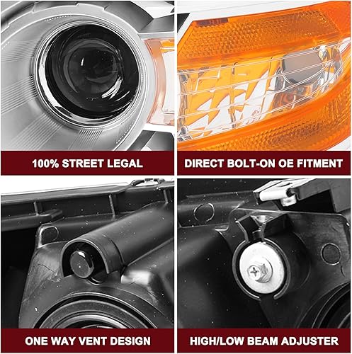 Miniatura 5 de JSBOYAT - Para Honda Odyssey 2011-2017 modelo halógeno Juego de pares de reemplazo de faros delanteros de proyector OEM (carcasa cromada y reflector