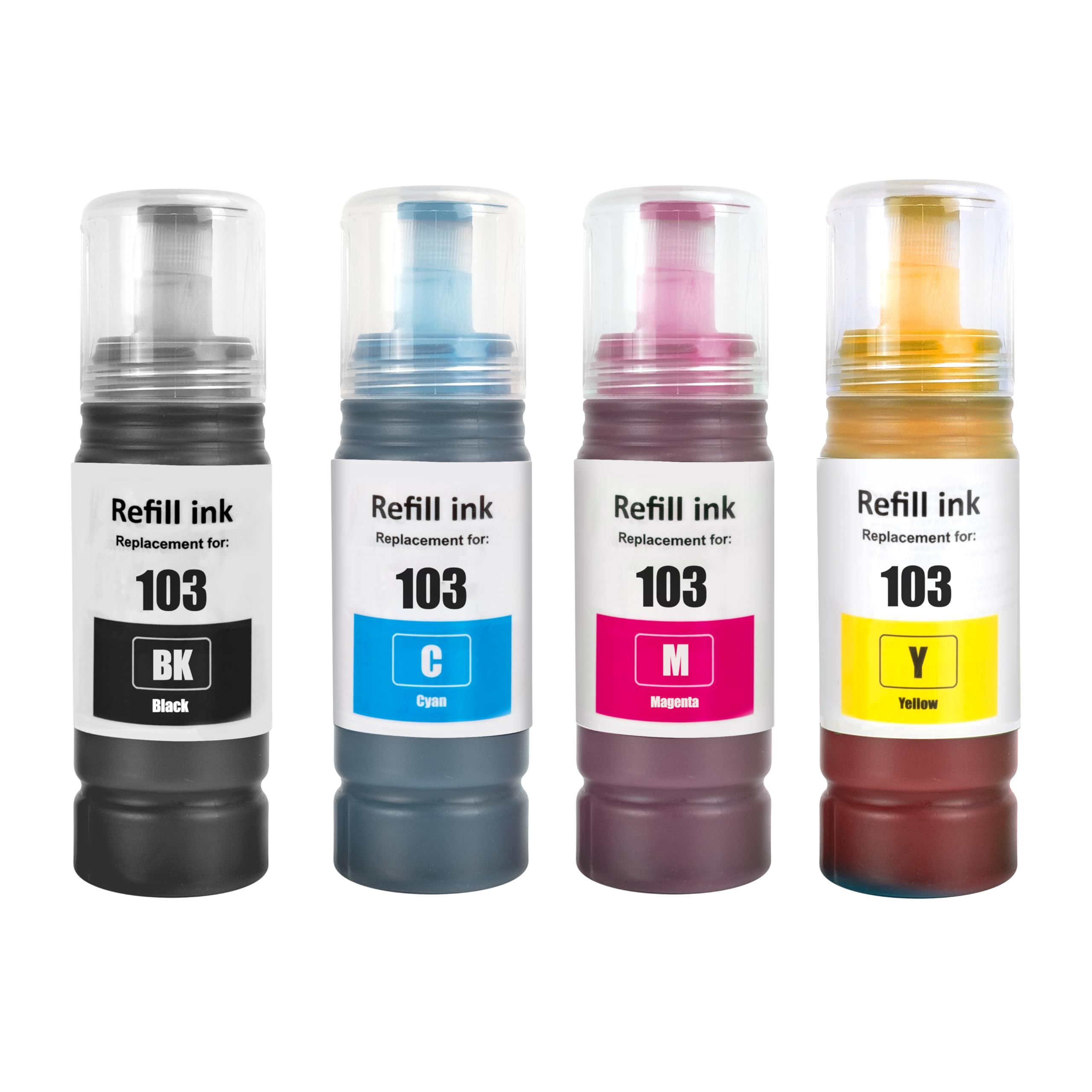 Go InksSet of 4 Ink Bottles to replace Epson 103 Compatible/non-OEM for EcoTank Printers,Black, Cyan, Magenta, Yellow,70ml