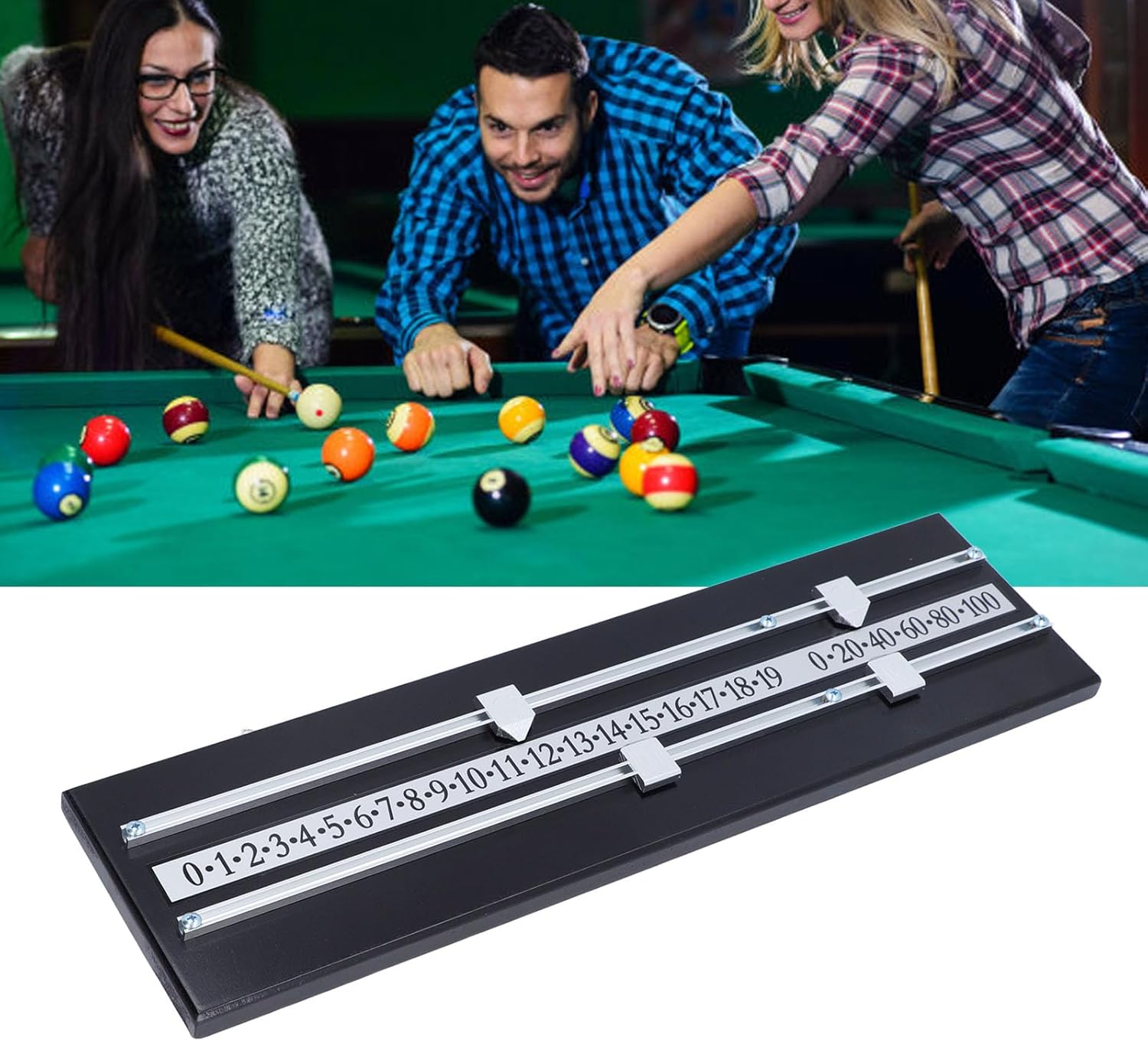 Billiard Score Board 2 Track Solid Wood Game Scorer, Space Saving Design, Wall Mountable - Durable Material, Clear Score Display, Ideal for Home and Club Use