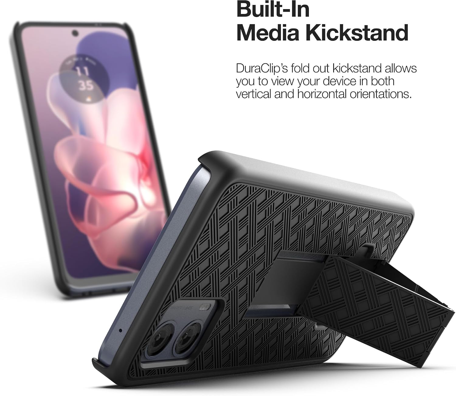 Encased DuraClip for Moto G Power 2024 Case with Belt Clip Holster and Kickstand (Black)