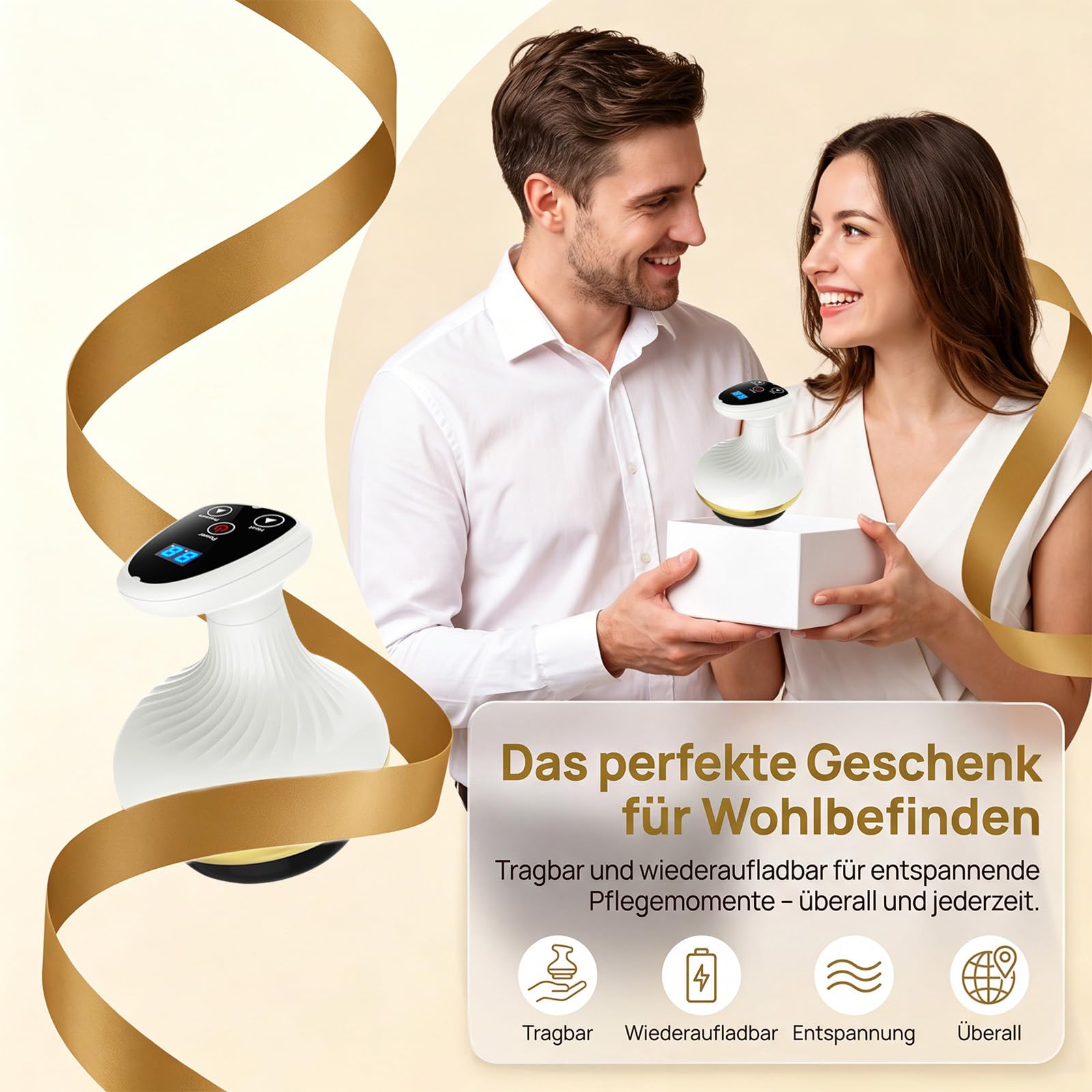 Cellulite Massagegerät, 4-in-1 Anti Cellulite Vakuum Massagegerät, Gua Sha Elektrisch Massager mit 9 Saugstufen & Wärmetherapie, für Körperstraffung, Lymphdrainage & Durchblutung