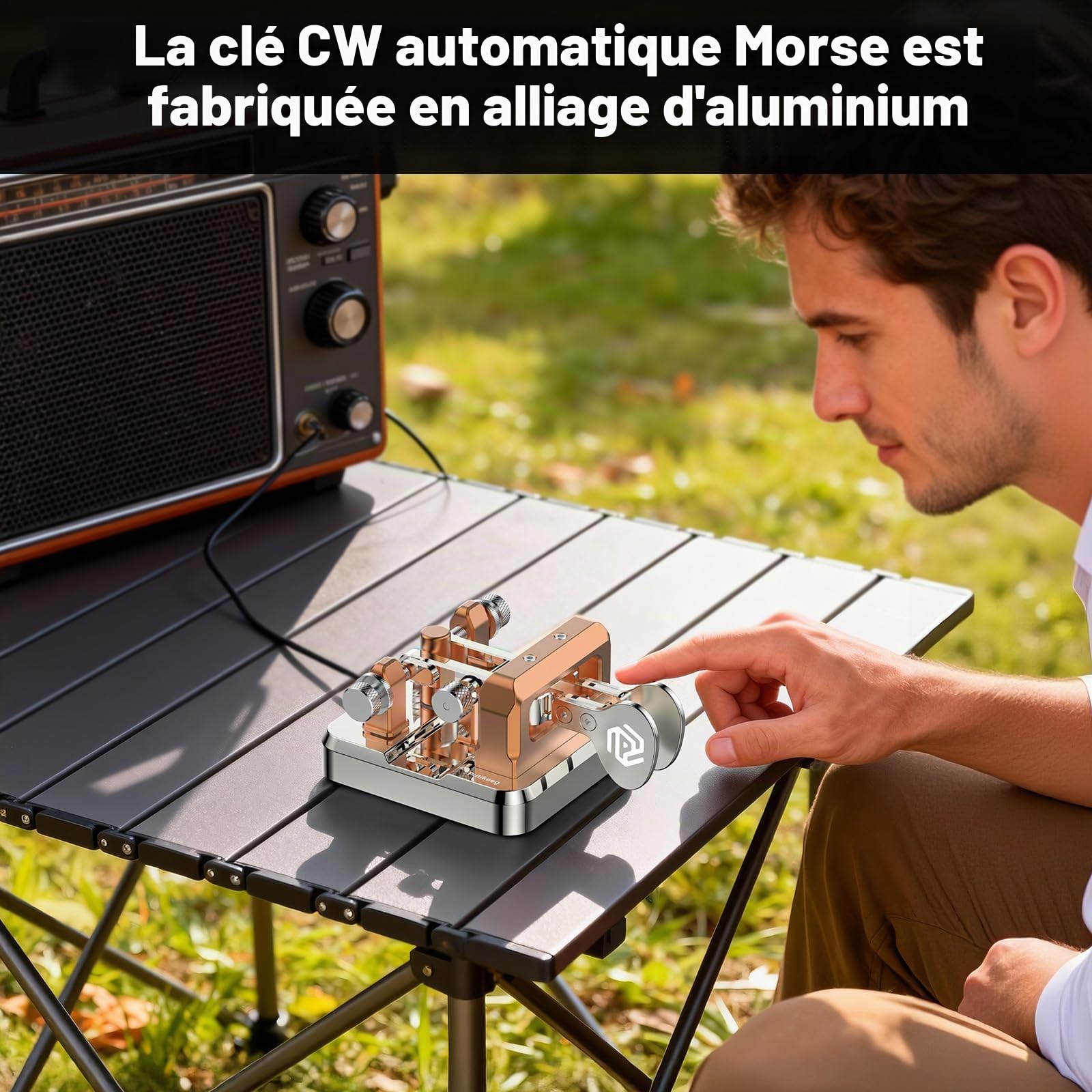 Putikeeg Touche CW Morse, touche télégraphe, bouton radio amateur CW, clavier de code morse, clavier télégramme, émetteur de code morse, touches CW double levier