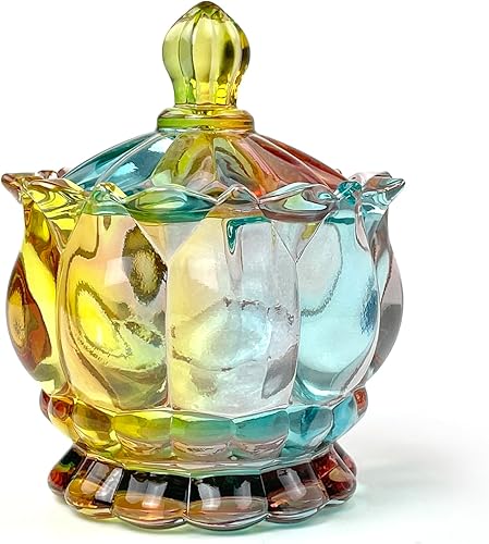 Vista 35 de Colorful Crystal Glass Candy Snack Barrel Storage Jar Embossed Luxury Cookie Buffet Canister With Lids Jewelry Box Jar Biscuit Containers