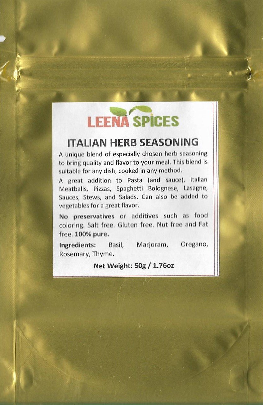 Leena SpicesItalian Herb Seasoning Spice – Gluten Free Blend – No Salt Mix - Great Addition To Pantry – Enjoy Pure Quality Product.