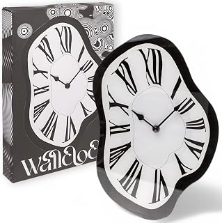 MIJOMA Wanduhr Melting Time – surrealistisches Design, Glas, 22x33 cm – kreative Wanduhr im Dalí-Stil, leise Quarzuhr für Wohnzimmer, Büro & kreative Räume