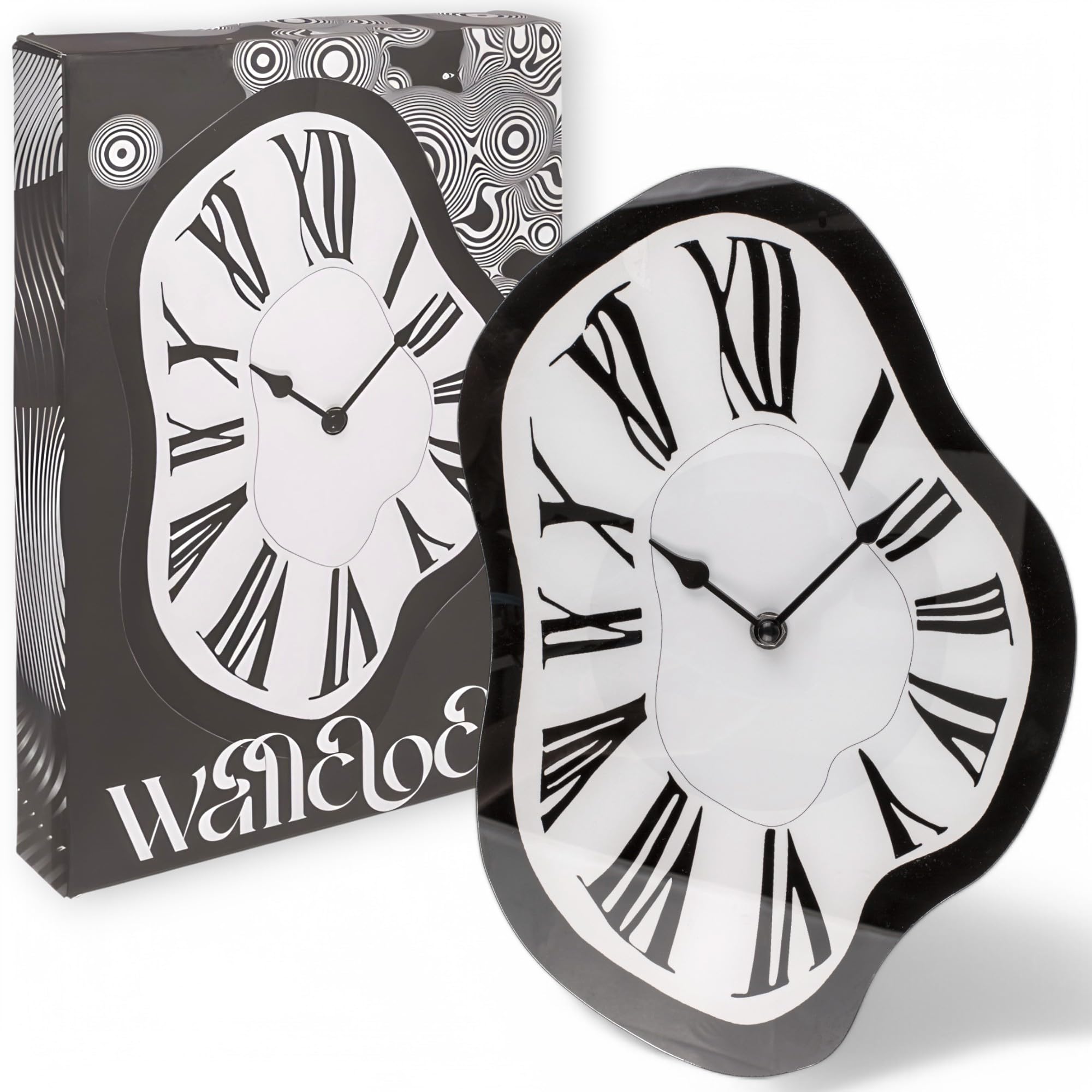MIJOMA Orologio da Parete a Tempo che Si Scioglie – Design Surreale, in Vetro, 22 x 33 cm – Orologio da Parete Stile Creativo Dali, Orologio al Quarzo Silenzioso per Soggiorno, Ufficio e Stanza
