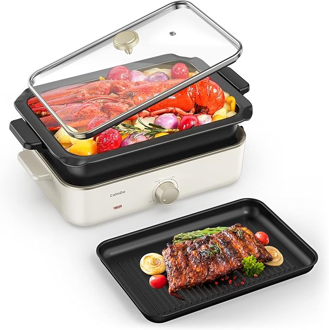 Electric Skillet Grill Combo, 1400W 17.55" MultiFunctional