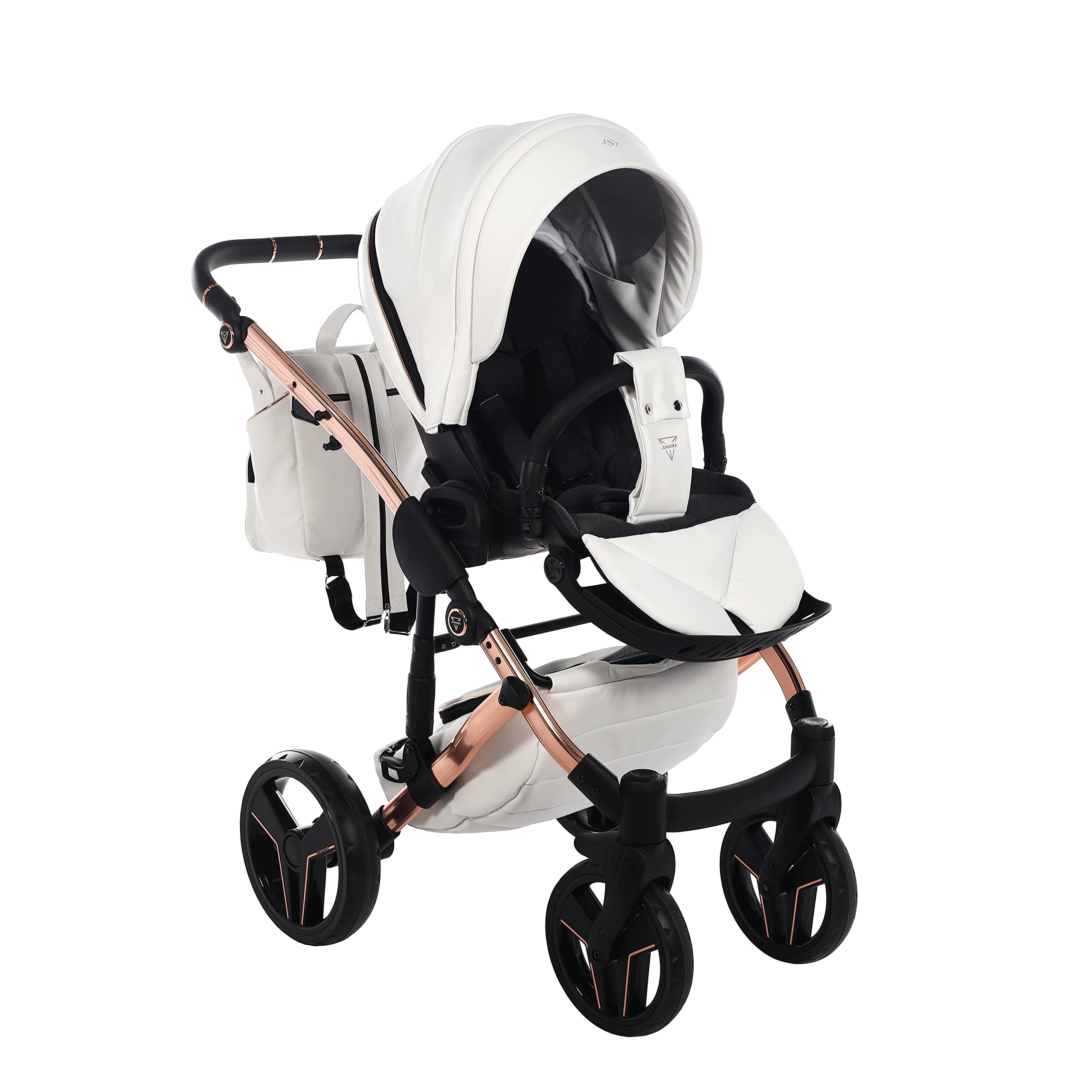 Junama Passeggino TRIO Diamond S Class 01 Bianco e Rame - 2in1 3in1 4in1 + ombrellino (3 in 1 con Seggiolino Auto)