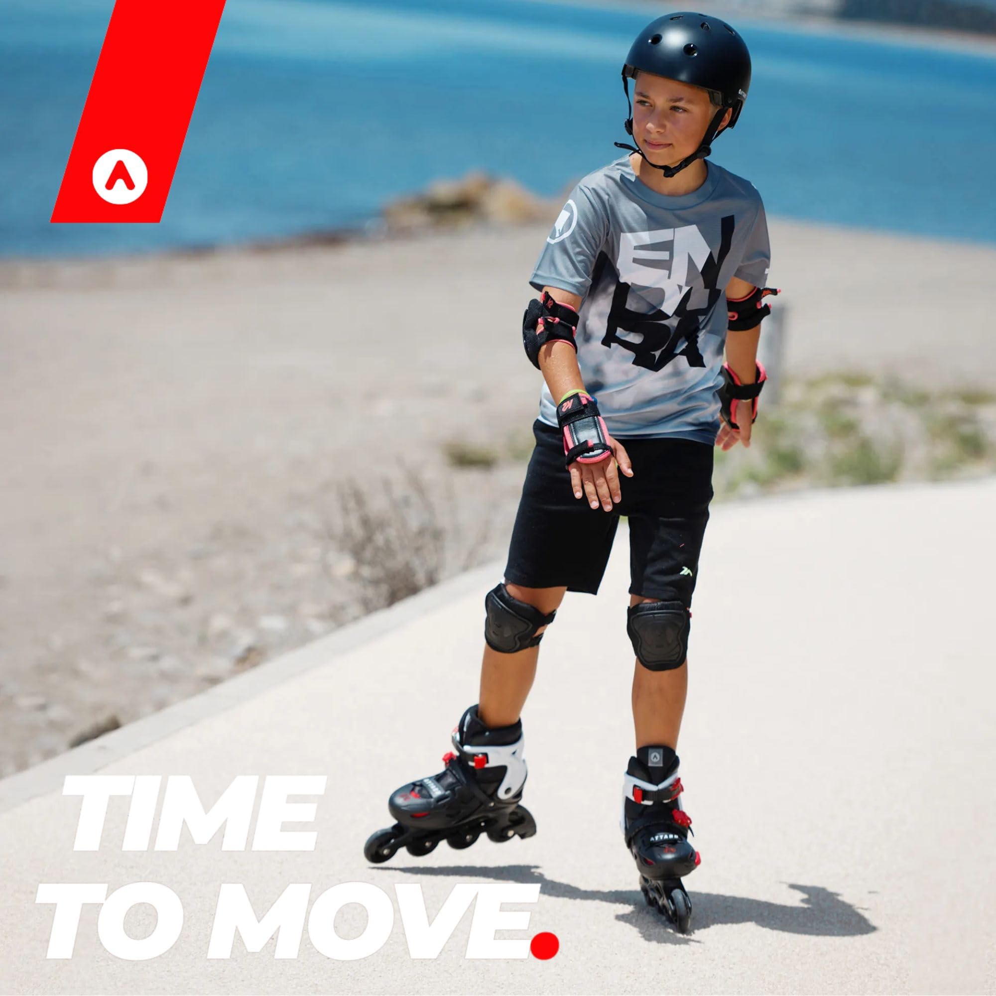 ATTABO Roller pour Enfants APX Taille 31-40 Ajustement Cinq Niveaux Roulements ABEC-7 Couche Dure Rail PP Roues PU Adhérentes Freinage Facile Ajustement Précis Couleur Noir/Blanc