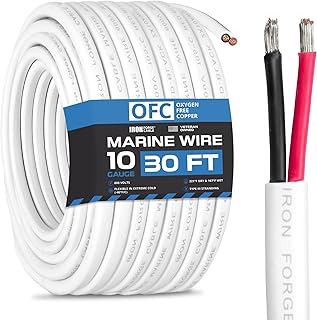 Iron Forge Cable Marine Wire - Tinned Copper Wire - Wire for Boat Wiring, AWG Duplex Marine Grade Outdoor Wiring for Boat, Dock, RV, Solar, & Automotive