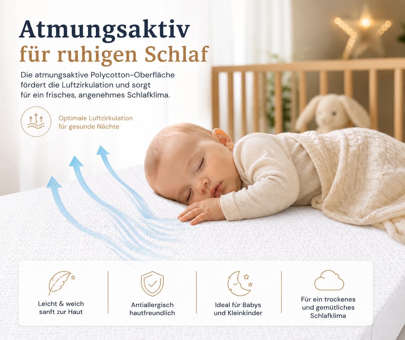 Matratze Maxi 70x140 | kindermatratze - 100% Polycotton Einfach Waschbarer Bezug | kinderrollmatratze | Tragbar Matratze fur Kider | kindermatratze