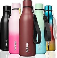 Vista 255 de BJPKPK Botellas de agua aisladas, botella de agua de metal de acero inoxidable de 18 onzas con correa, termo a prueba de fugas sin BPA, tazas