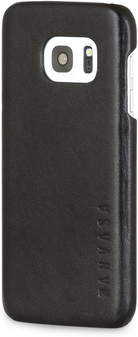 Galaxy S7 Leather Case Back Cover Black - KANVASA One Back Case for Samsung Galaxy S7 - Luxury Pouch Made from Real Genuine Leather - Optimal Protection & Premium Leather - Ultra Thin