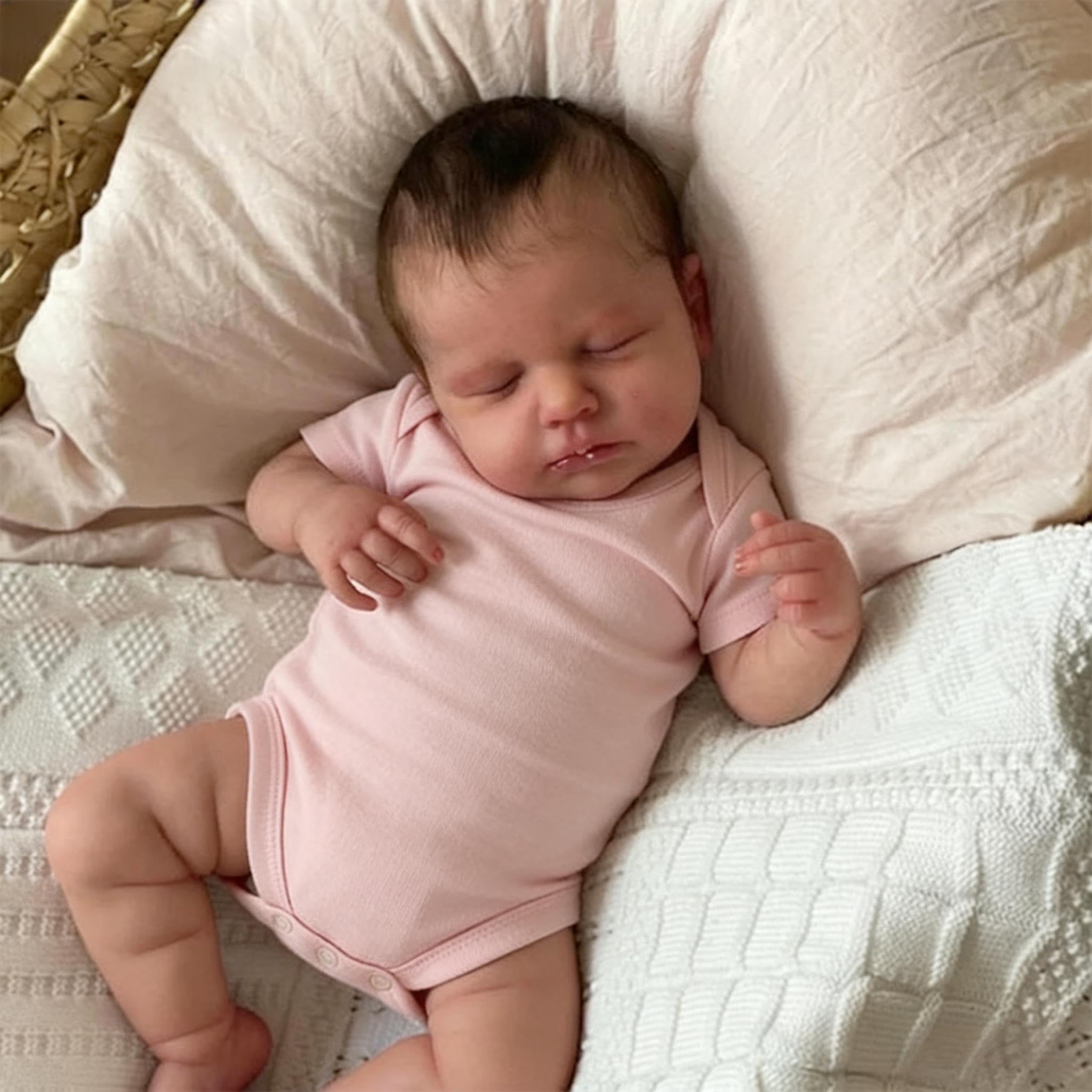 Anano Realistic Reborn Baby Doll Full Body Silicone Waterproof 20 Inch Real Looking Lifelike Sleeping Newborn Baby Girl Dolls Loulou Life Like Toddler Washable Baby Doll, White