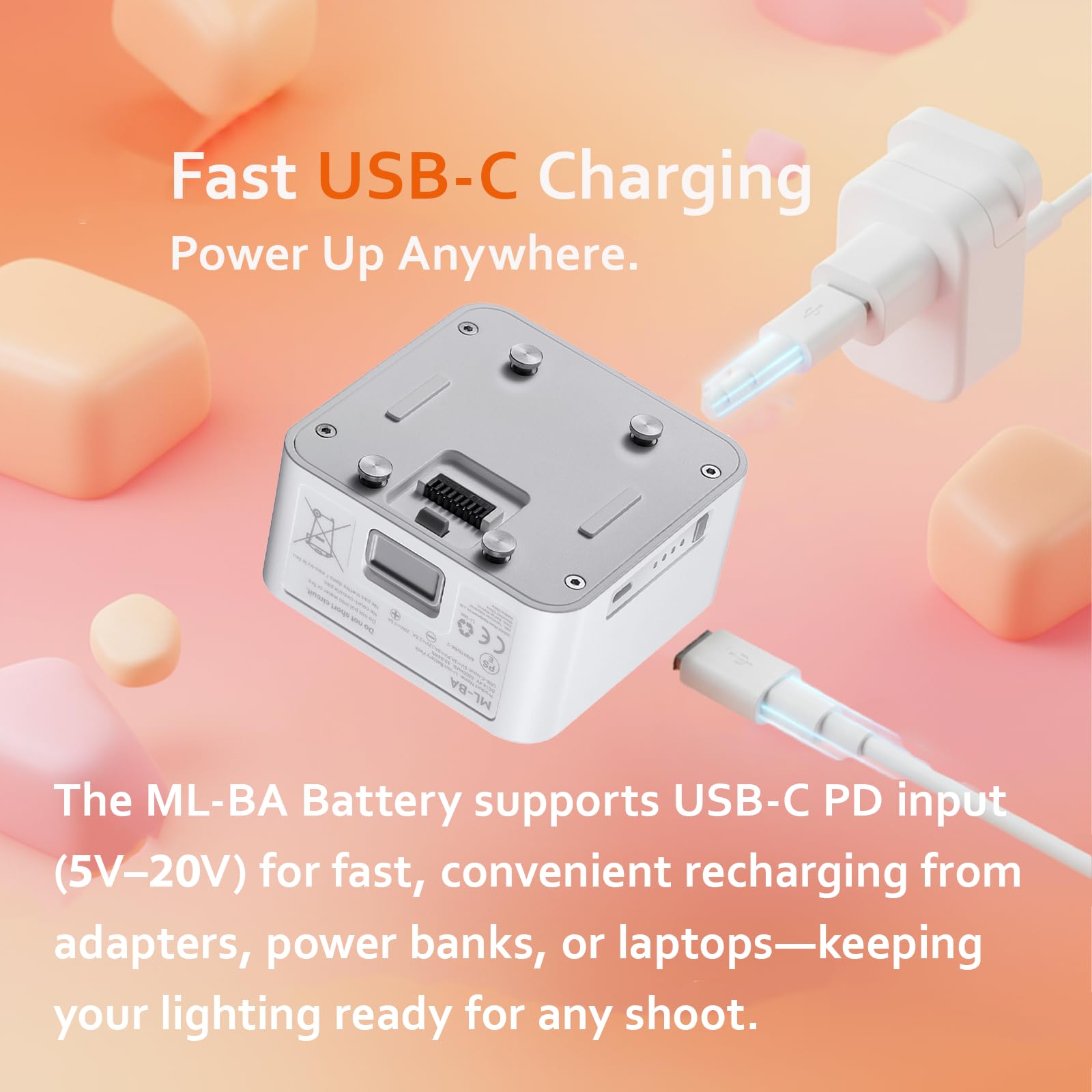 Godox ML-BA Module de batterie pour projecteurs vidéo LED Godox ML80Bi ML150Bi alimentation portable jusqu’à 100 W pour une utilisation mobile photo et vidéo