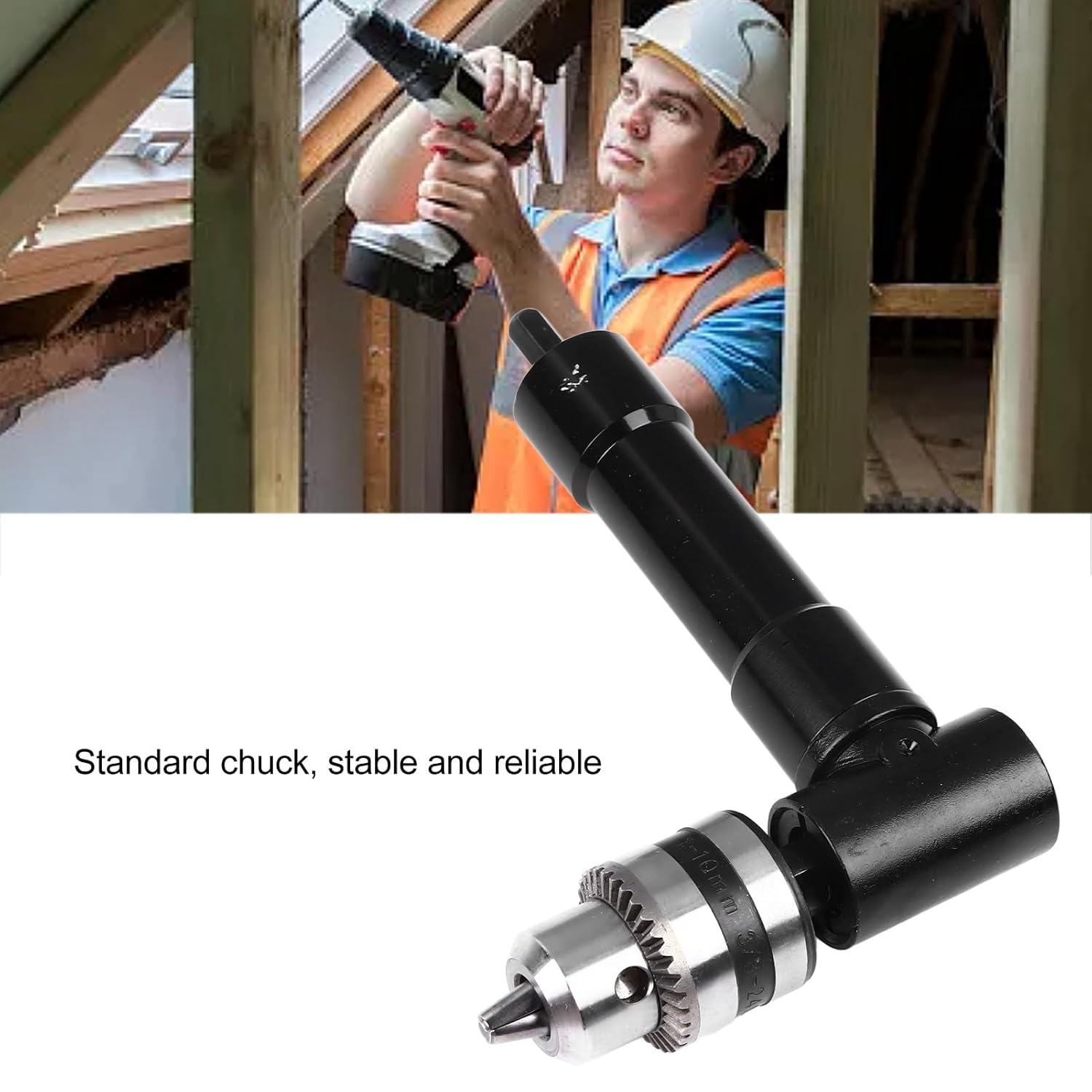 Right Angle Converter, 90 Degree Drill Adapter, Electric Drill Chuck Attachment with Key, High Efficiency Right Angle Design for Home Decoration and Industrial Repair, Durable Meta (Metal Case with