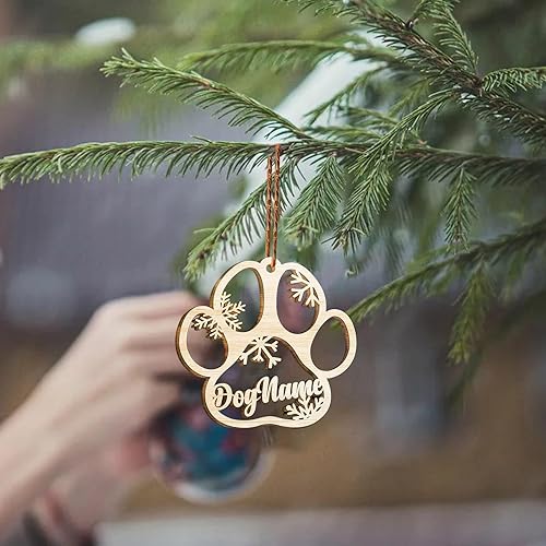 Miniatura 4 de Adorno de Navidad personalizado con pata de perro, adornos con nombre personalizado, copos de nieve cortados con láser para árbol de Navidad, adorno