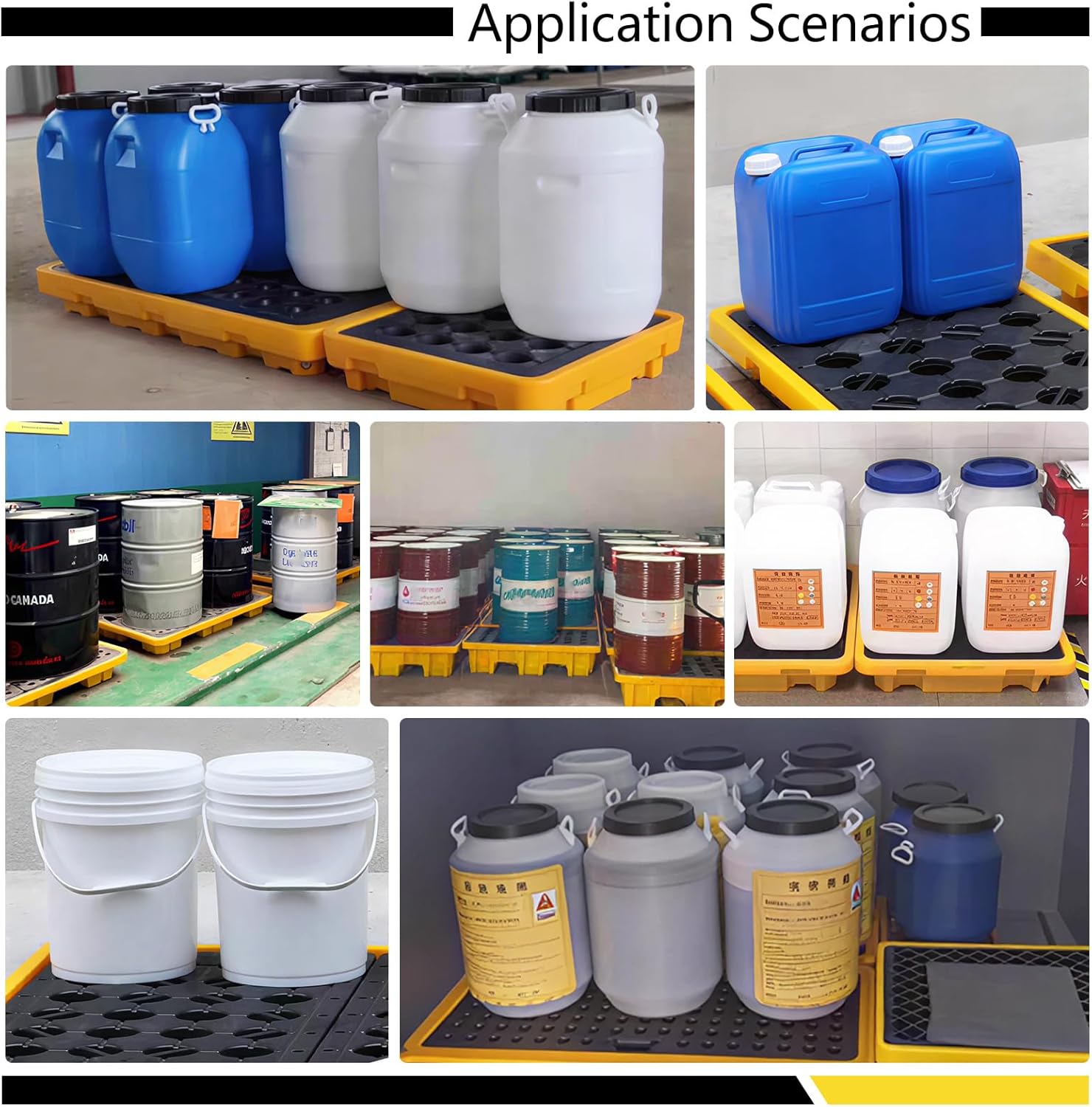 Spill Containment Tray with Drain, Anti-Leak Plastic Oil Tank Spill-Proof Pallet, Industrial Oil Drum Modular Platform,26.4 x 26.4 x 5.9in,1 Drum