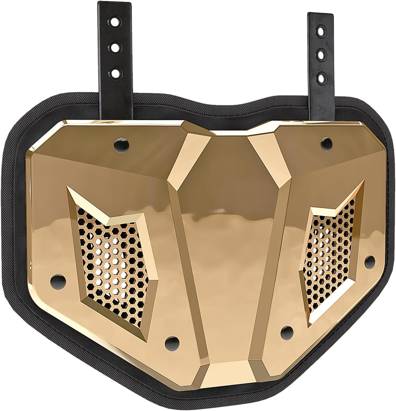 LeCool Football Back Plate - Lower Back Protection for Shoulder Pads - Hard Shell and Contoured Foam, Youth to Adult(Chrome Glod)