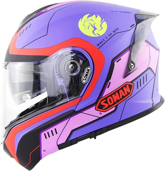 Motorcycle Helmet Flip Up Helmets ECE Approved Double Visor Anti-Fog Modular Helmet Motorcycle Helmet Full Face Helmets Scooter Helmet Scooter Helmet Moped Helmet F,XL