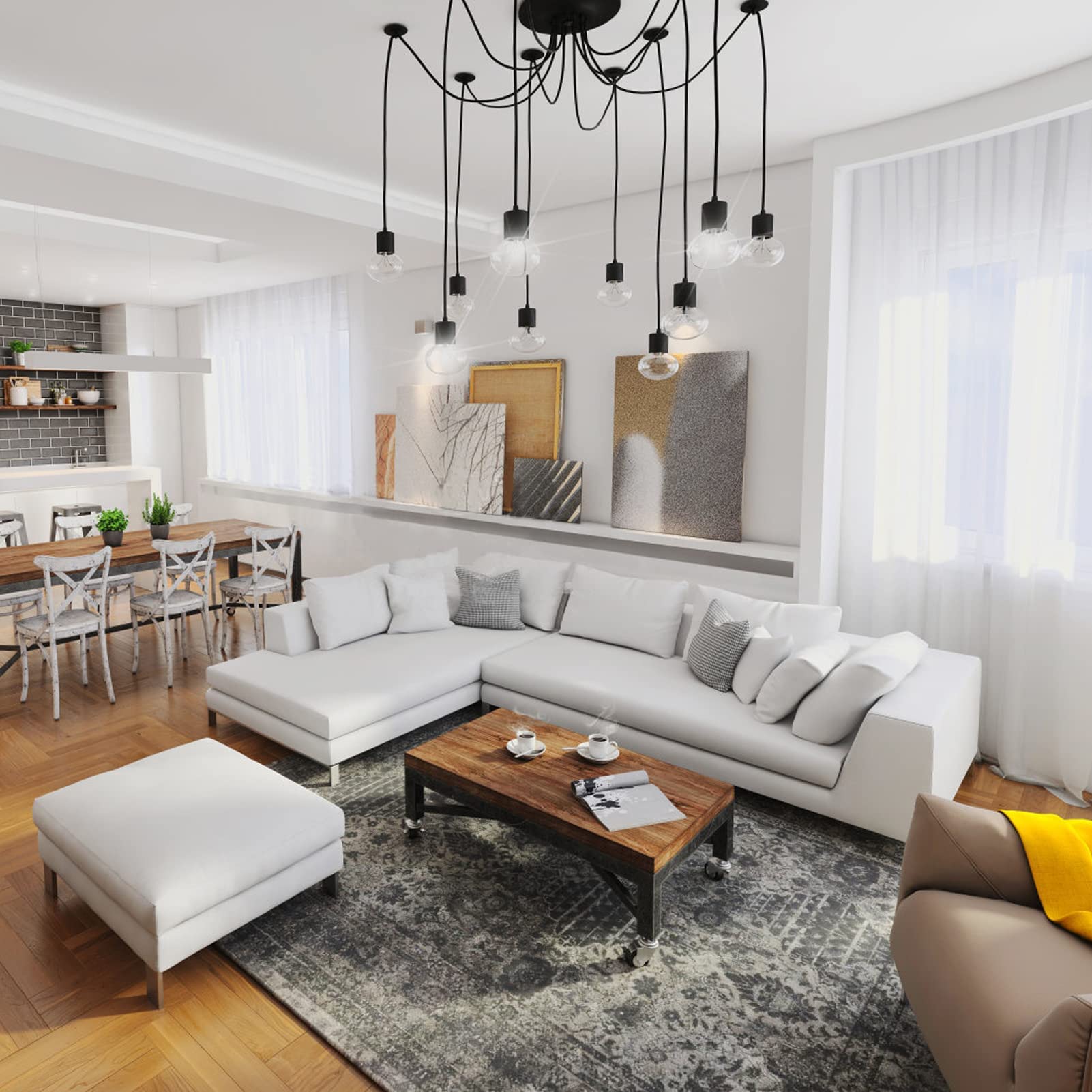 Spinne Kronleuchter DIY Deckenleuchte Lampe Kopf Pendelleuchte Halter Retro Industry Ceiling Light Speisesaal Schlafzimmer Wohnzimmer Esszimmer Hotel Dekoration (10 Kopf)