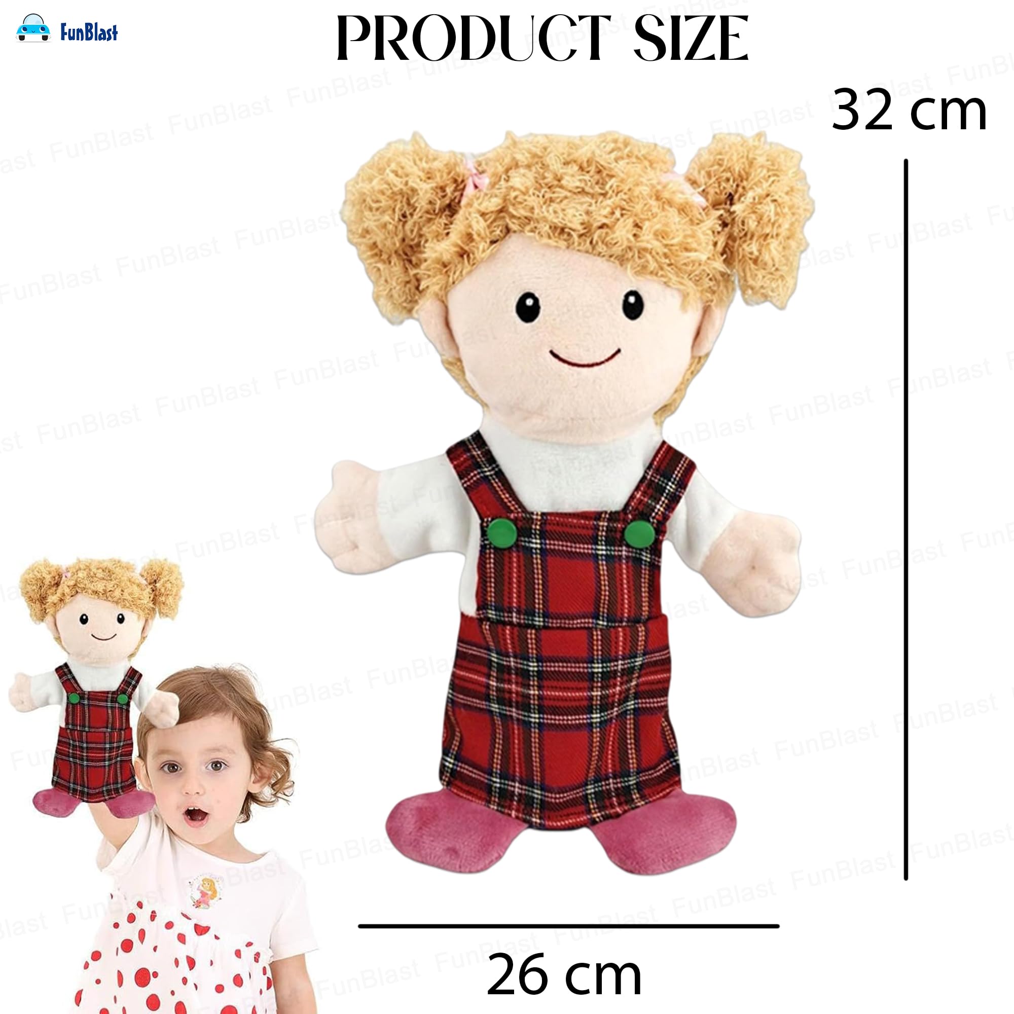 FunBlast Hand Puppet for Kids - Family Members Soft Hand Puppets for Kids Story Telling Toy for Kid, Hand Puppet Toy, Plush Hand Puppets Toys (Multicolor) (Daughter) 1