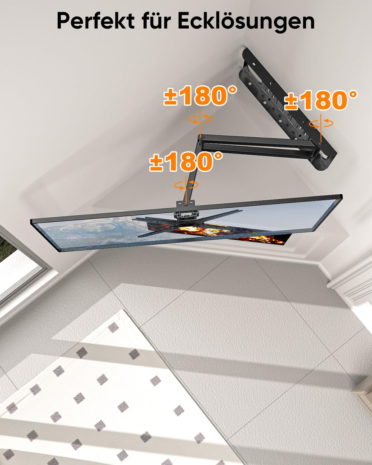 TV Wandhalterung mit 655mm Langem Arm für 13-50 Zoll Fernseher oder Monitor, 180° Drehung Fernsehhalterung Wand Schwenkbar Volle Bewegung Monitor Wand Halterung bis zu 35kg max. VESA 300x300mm