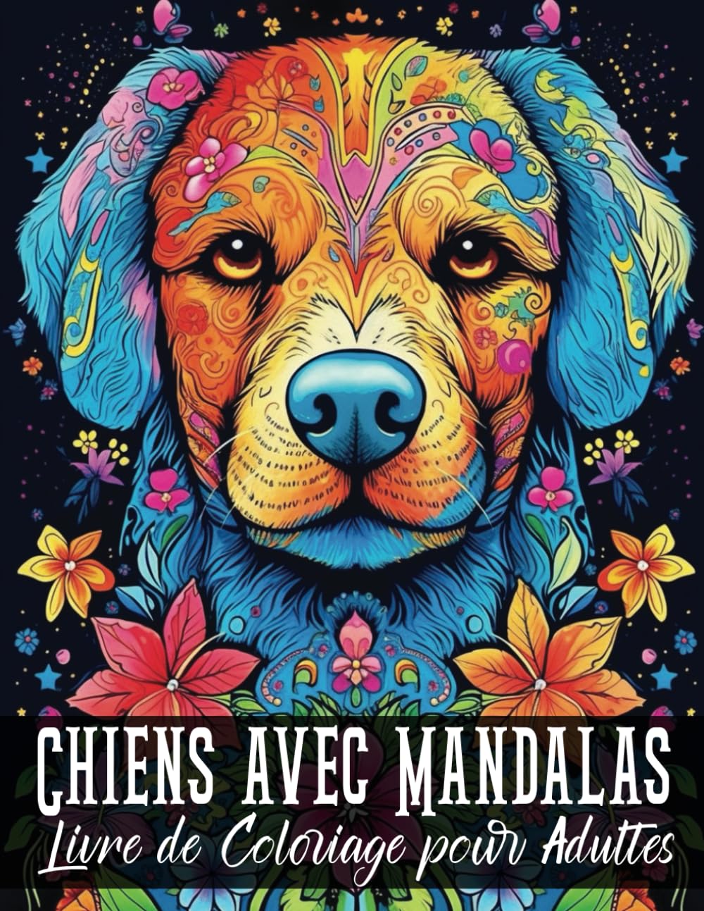 Livre coloriage adulte mandala avec 50 chiens mignons et magnifiques
