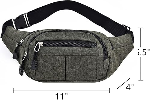 Miniatura 3 de Riñonera para hombres y mujeres, riñonera impermeable con correa ajustable para viajes, senderismo, correr, paquete, Verde, Riñonera