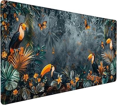 Grey Gaming Mouse Pad, Bird Mousepad XXL 40 x 20 in, Extended Large Desk Mat with Stitched Edges, Desk Pad Mat Waterproof Non-Slip Smooth Surface, Mousepad for Pc Accessories Gaming, Gifts N-0-S