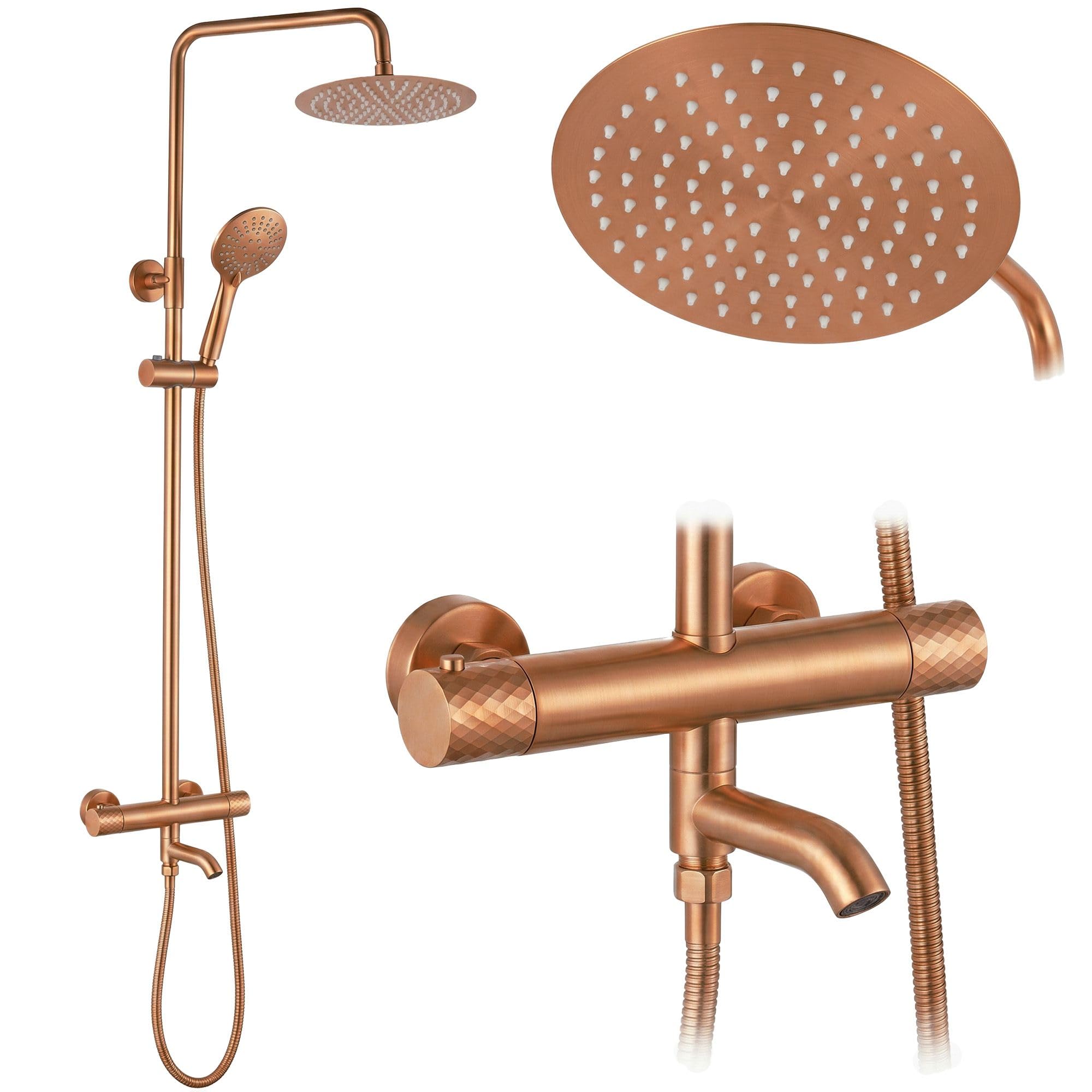 Rea zestaw natryskowy Lungo Diamond THERMOSTAT, Miedź, 27x34,5x117cm