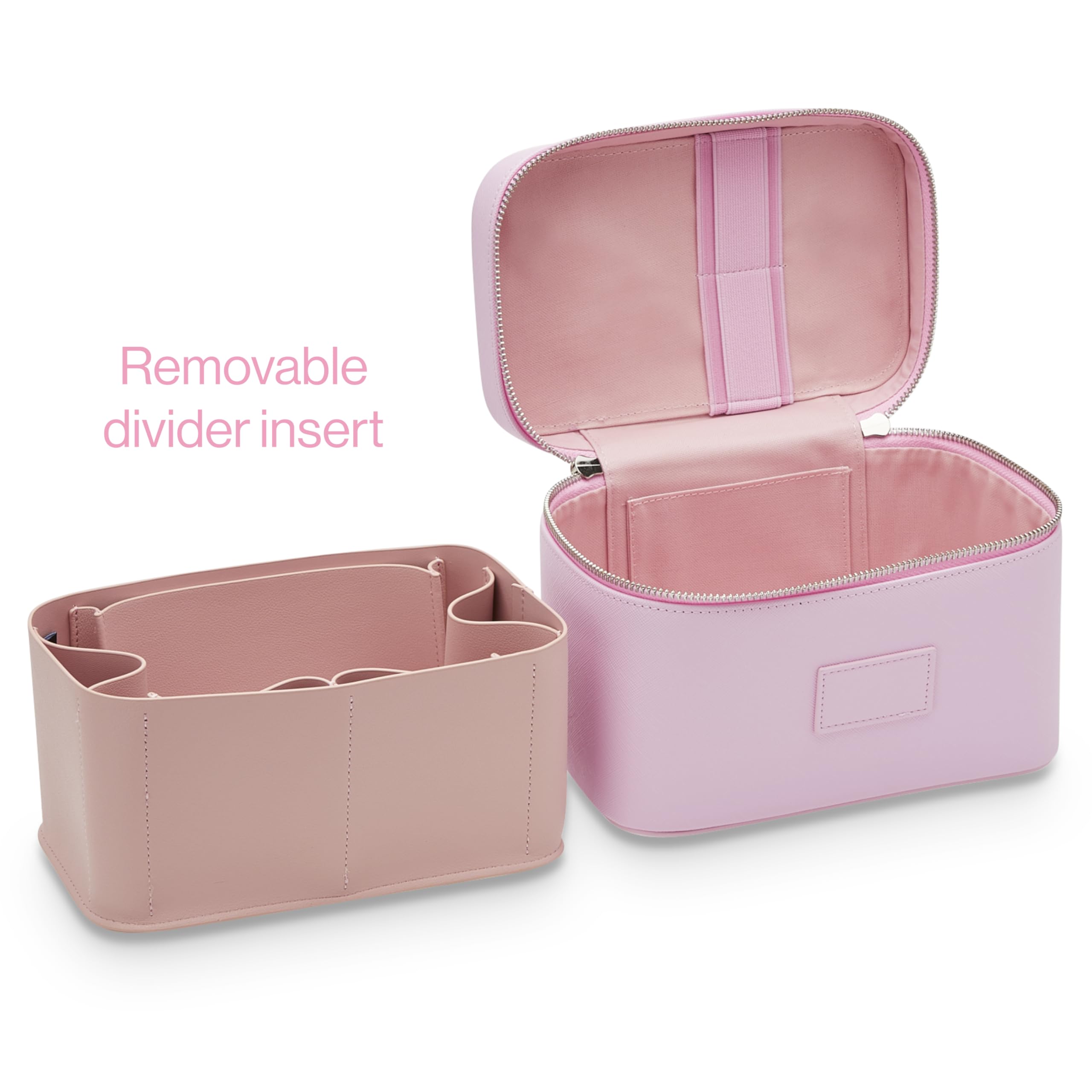 ETOILE - Mini neceser elegante organizador de maquillaje de viaje con separadores extraíbles, Lavanda, Mini estuche de viaje para cosméticos