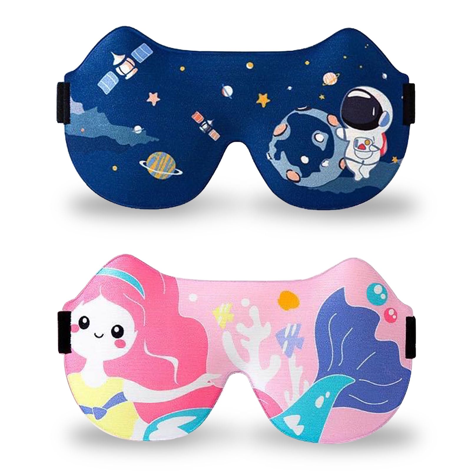 Máscara del Sueño, 2 piezas Antifaz para Dormir 3D para Niños, Antifaz para Dormir de Dibujos Animados con Correa Ajustable, Antifaz para Dormir para Niños y Niñas para Viajes, Siesta, Camping