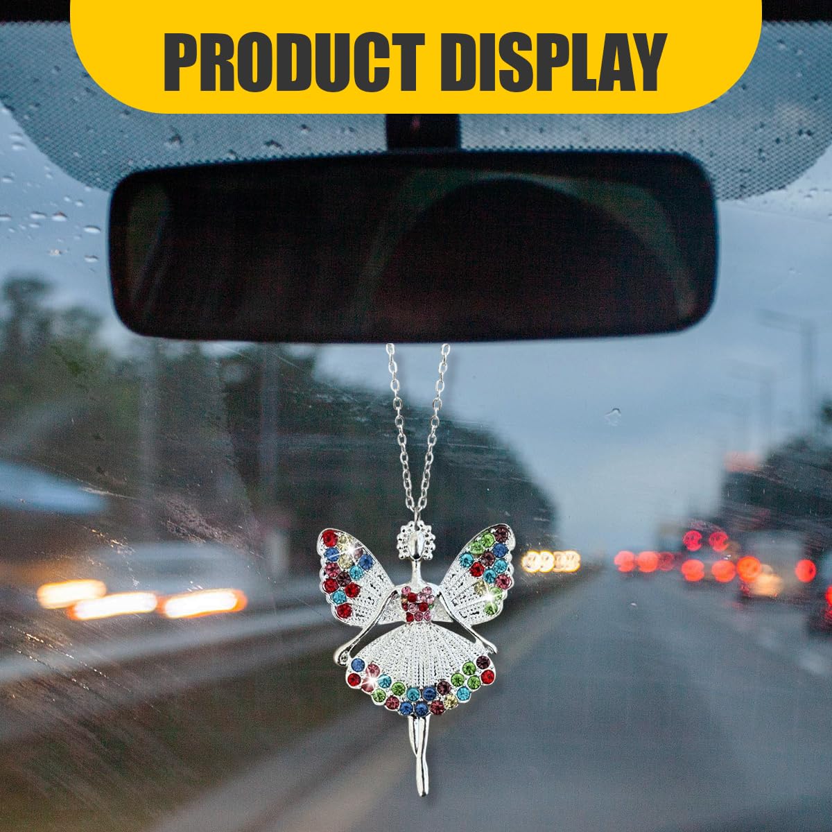 Bling Ballerina Dancer Car Mirror Hanging Accessories - Crystal Rhinestone Car Rear View Mirror Charm for Women - — view 4