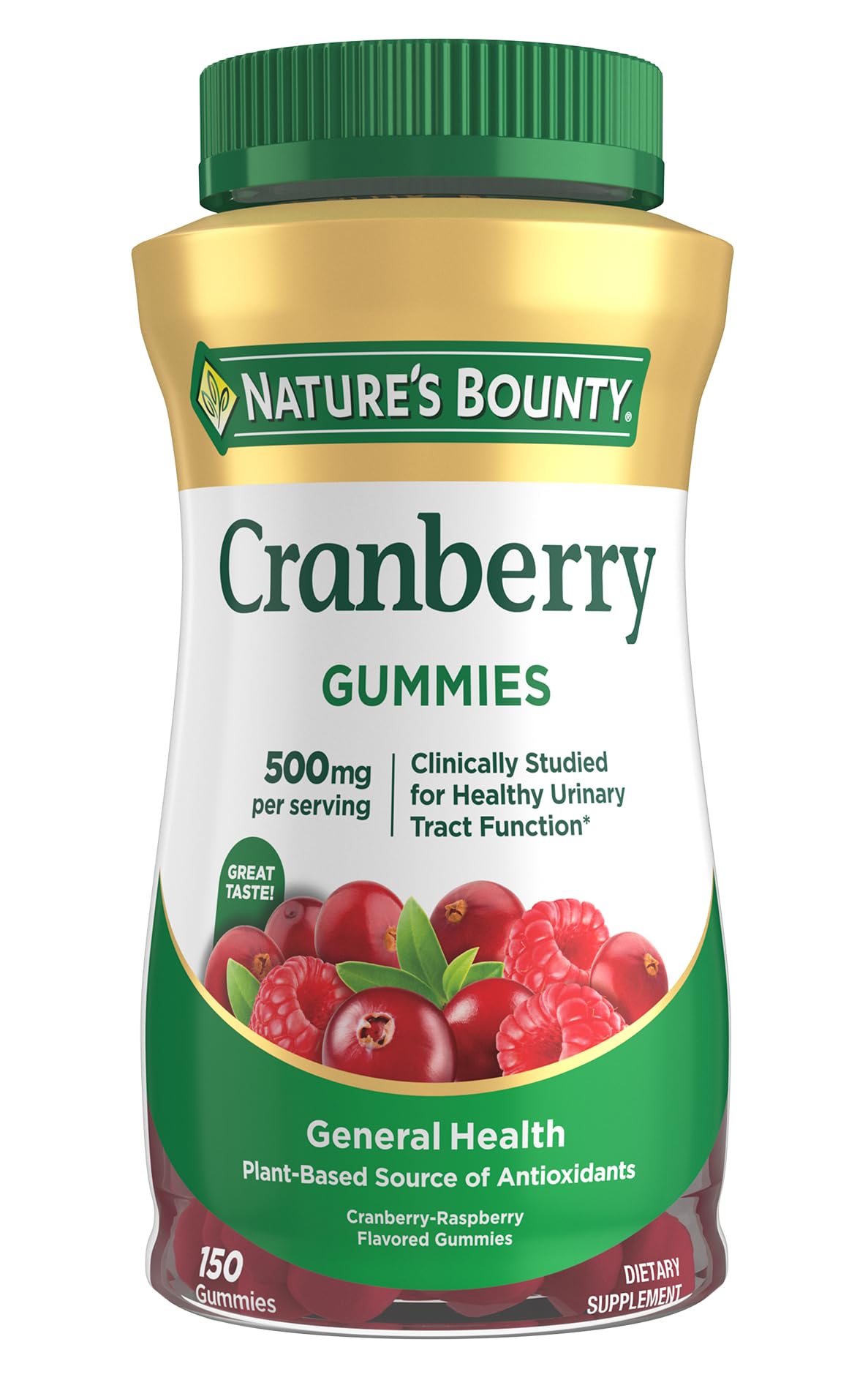 Cranberry Gummies, Urinary Tract Support, 500 mg, Cran-Raspberry Flavor, 150 Ct