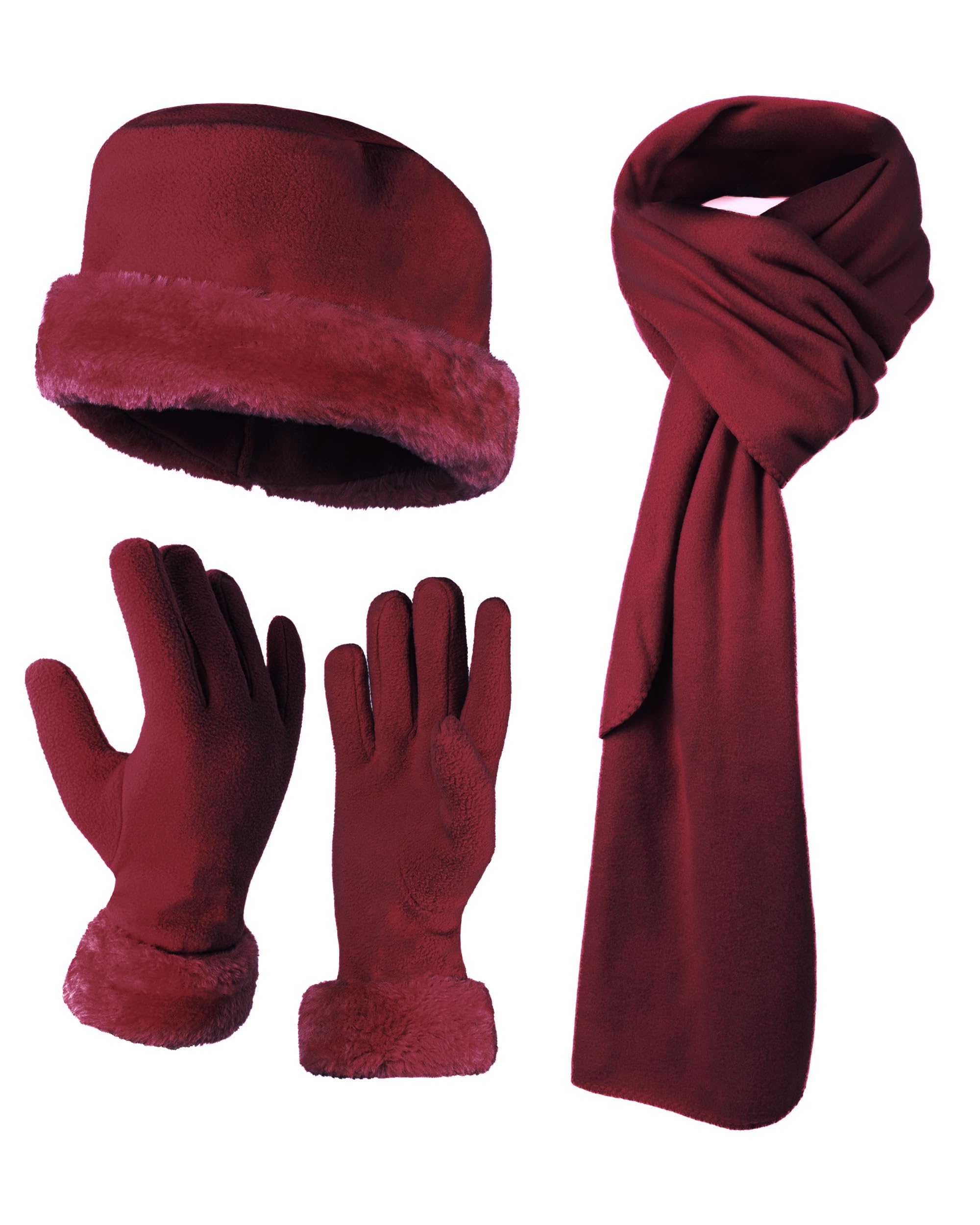 boxed-gifts Women's Warm Fleece Winter - Women's Hat and Glove Set + Hats Gloves Scarves for Women