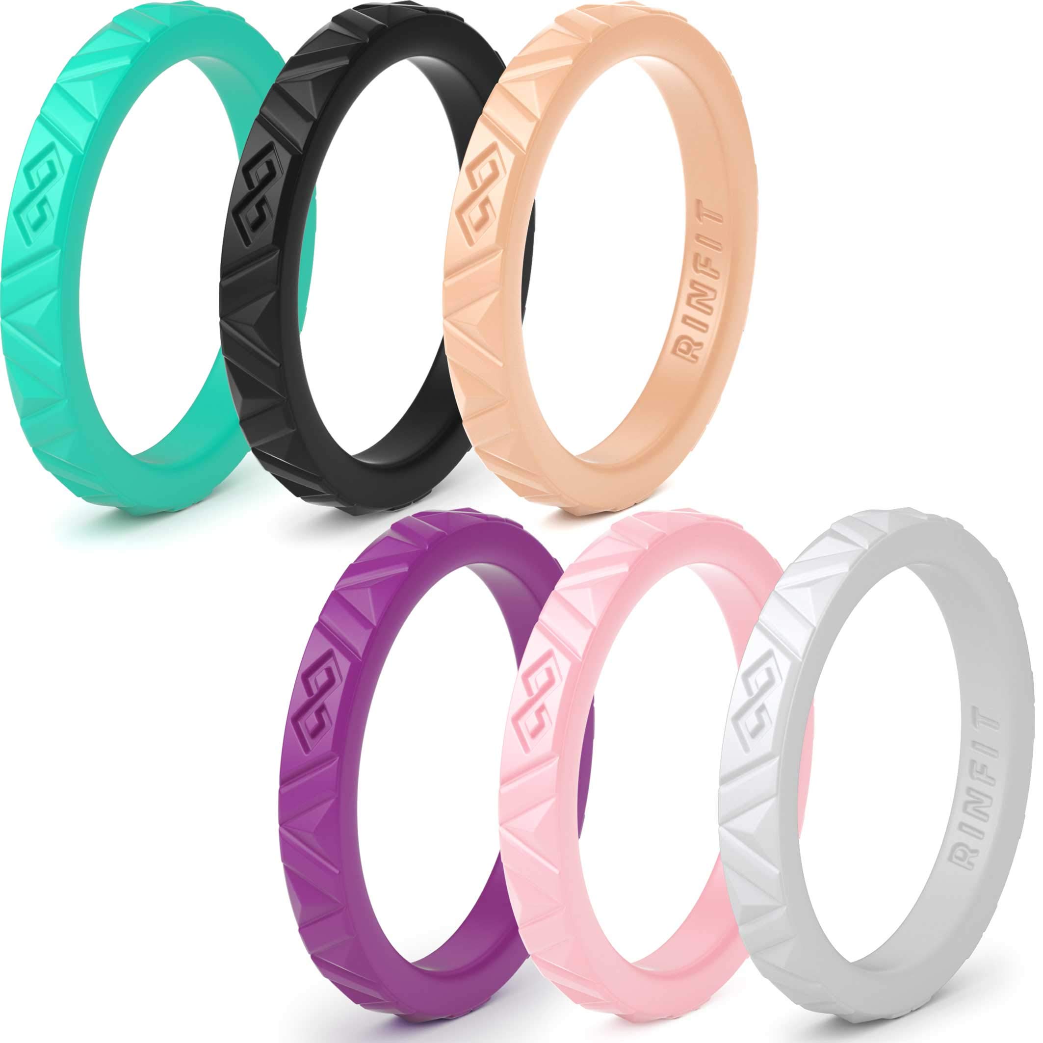 Silicone Wedding Rings for Women - Soft, Stackable & Thin Silicone Ring Women - Rubber Wedding Bands Women- U.S. Design Patent Pending