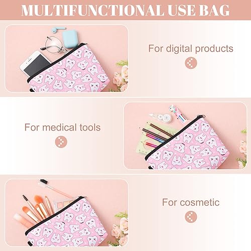 Miniatura 2 de El juego de 8 piezas de regalos dentales incluye 2 bolsas de cosméticos de dientes para mujer, 4 piezas de gorra de trabajo ajustable con botón, 2