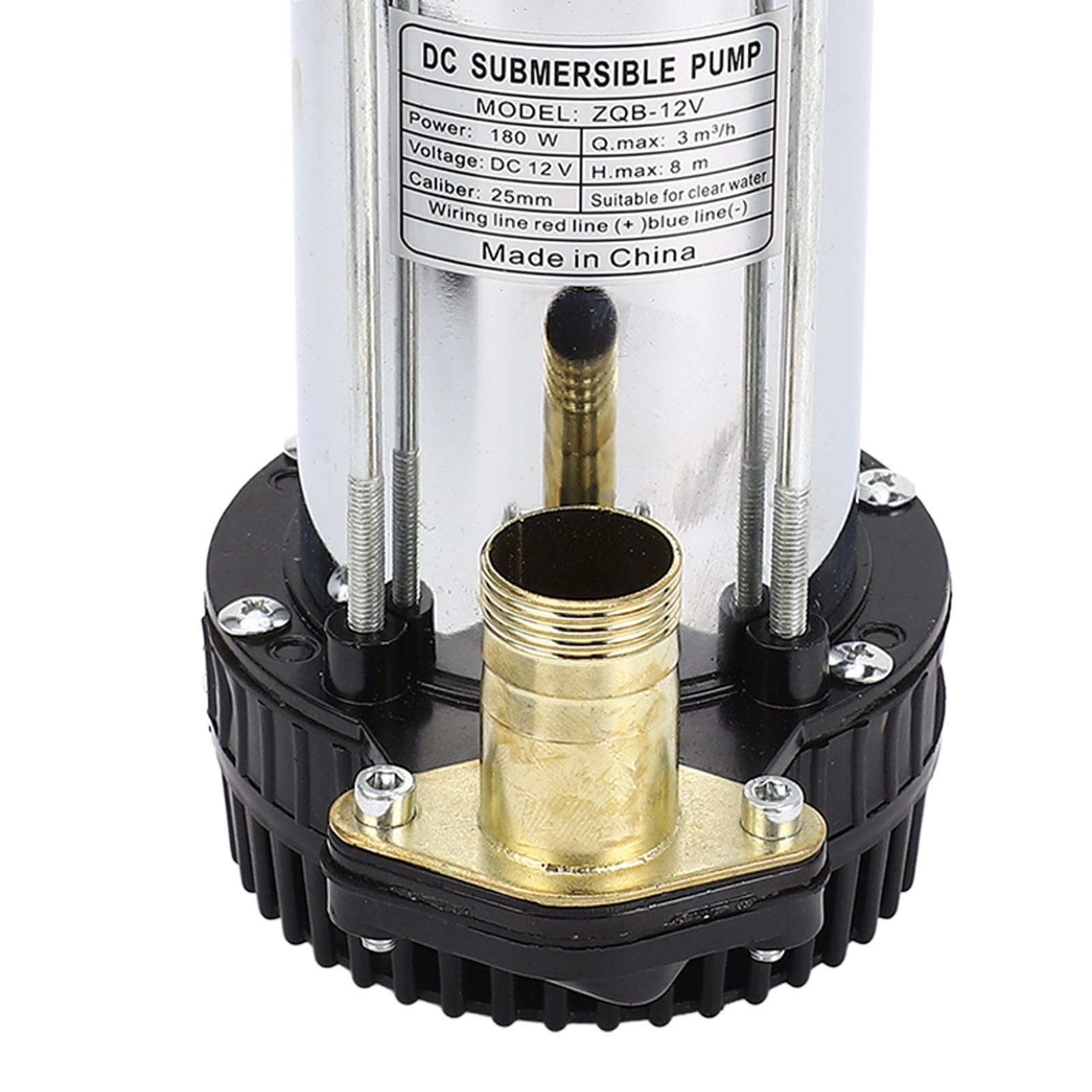 Zerodis Pompa Głębinowa na Prąd Stały, 12 V 180 W Akwariowa Pompa Głębinowa z Korpusem ze Stali Nierdzewnej Bezszczotkowy Silnik Miedziany Podnośnik 8 M do Akwarium Fontanna Staw Hydroponika
