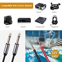Vista 5 de Replacement 6.35mm Male Plug to Bare Wire Open End TS 2 Pole Mono 1/4" 6.35mm Plug Jack Connector Audio Cable for Microphone Speaker Cable Repair