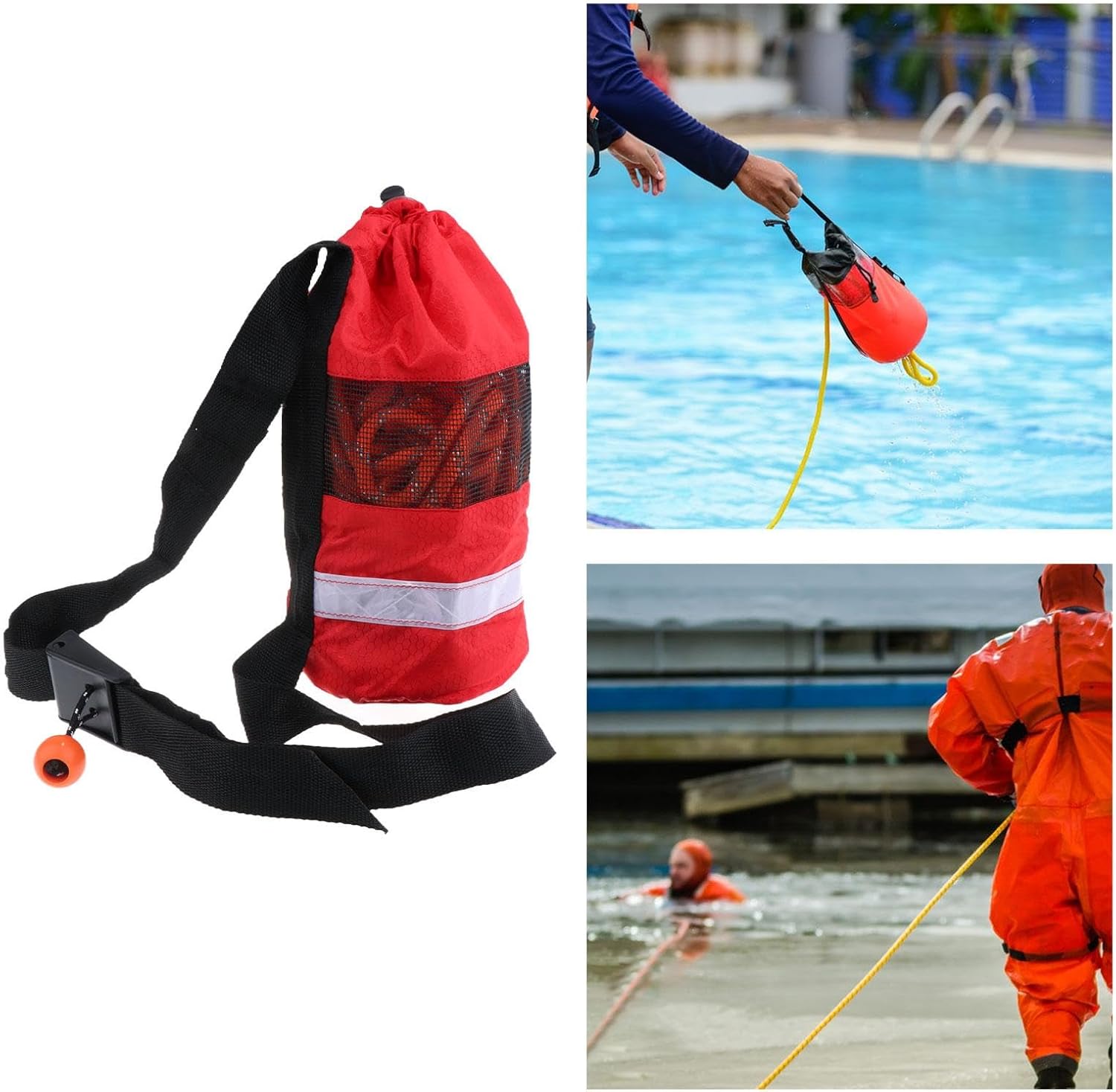 Rope Throw Bag for Water Activities with Reflective Features, 21m Rope
