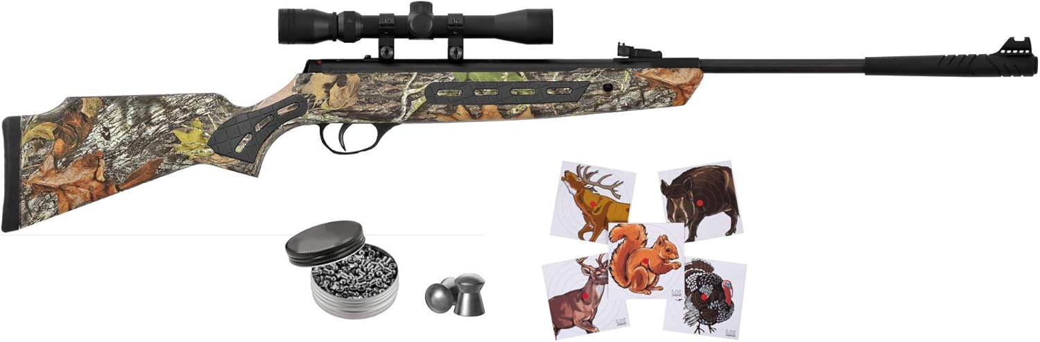 Hatsan Striker Spring Camo Combo Air Rifle with Included Wearable4U 100x Paper Targets and Pellets Bundle