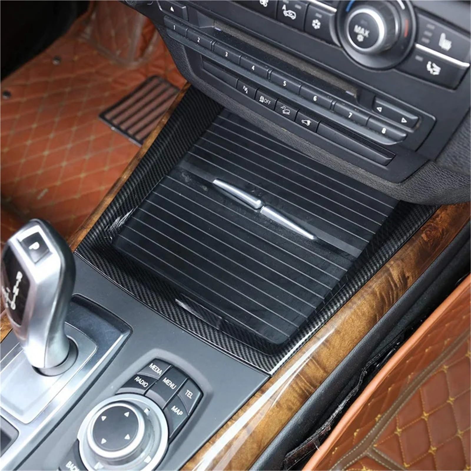Folia na panel‌ Okleina skrzynia biegów‌ Pasek na kubek do konsoli środkowej z włókna węglowego, pasujący do BMW X5 E70 X6 E71 2008-2013